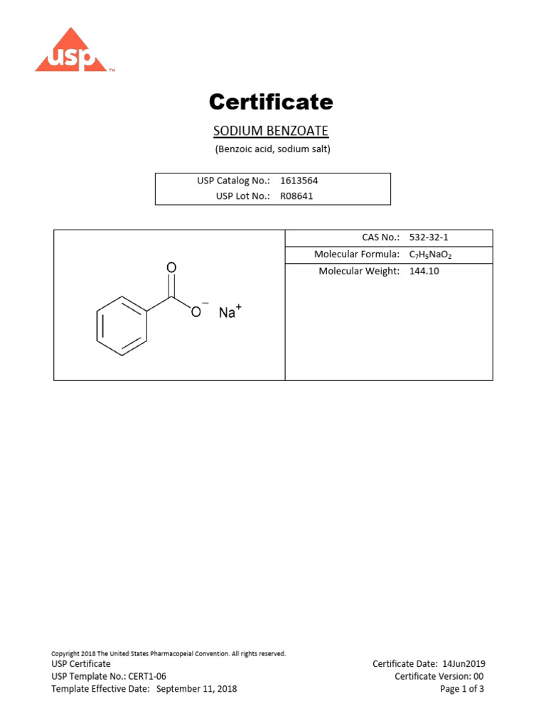 1613564-R08641 Sodium Benzoate USP RS | PDF
