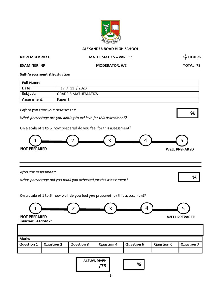 Grade 8 2022 and 2023 Paper 2 Memo | PDF | Numbers | Elementary Mathematics