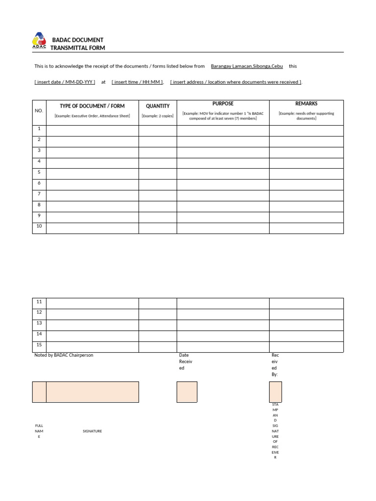 Barangay Lamacan Document Acknowledgment | PDF