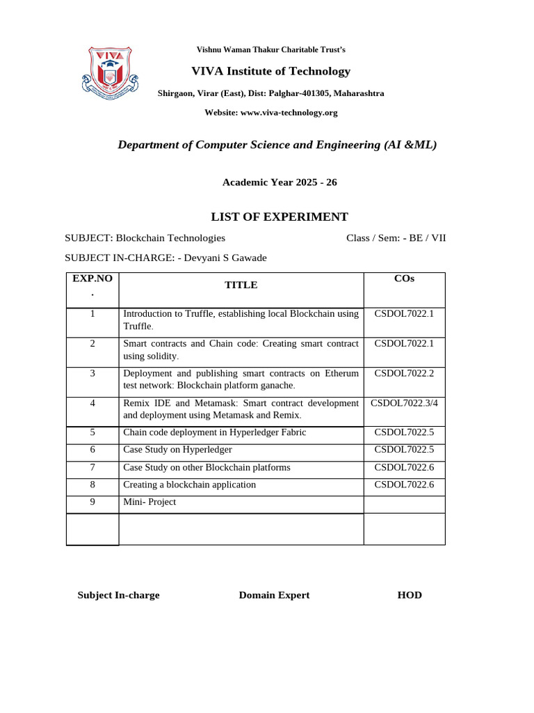 Blockchain Technologies Lab Experiments | PDF
