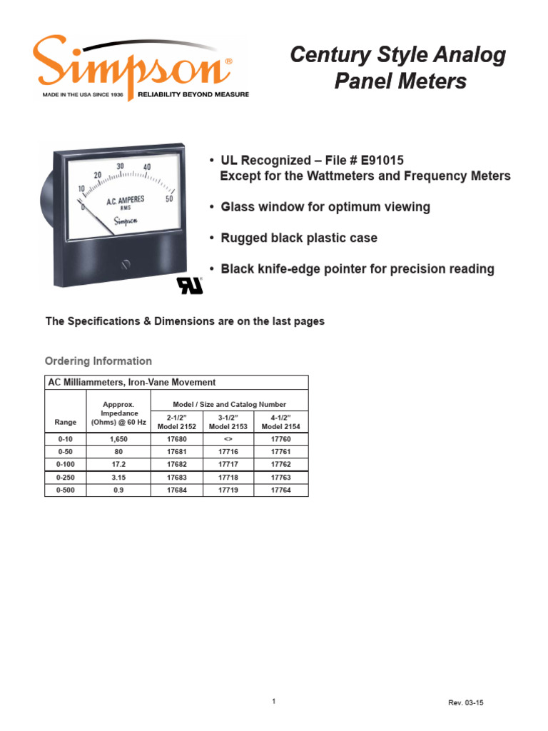 Analog Panel Meter | PDF | Mains Electricity | Alternating Current