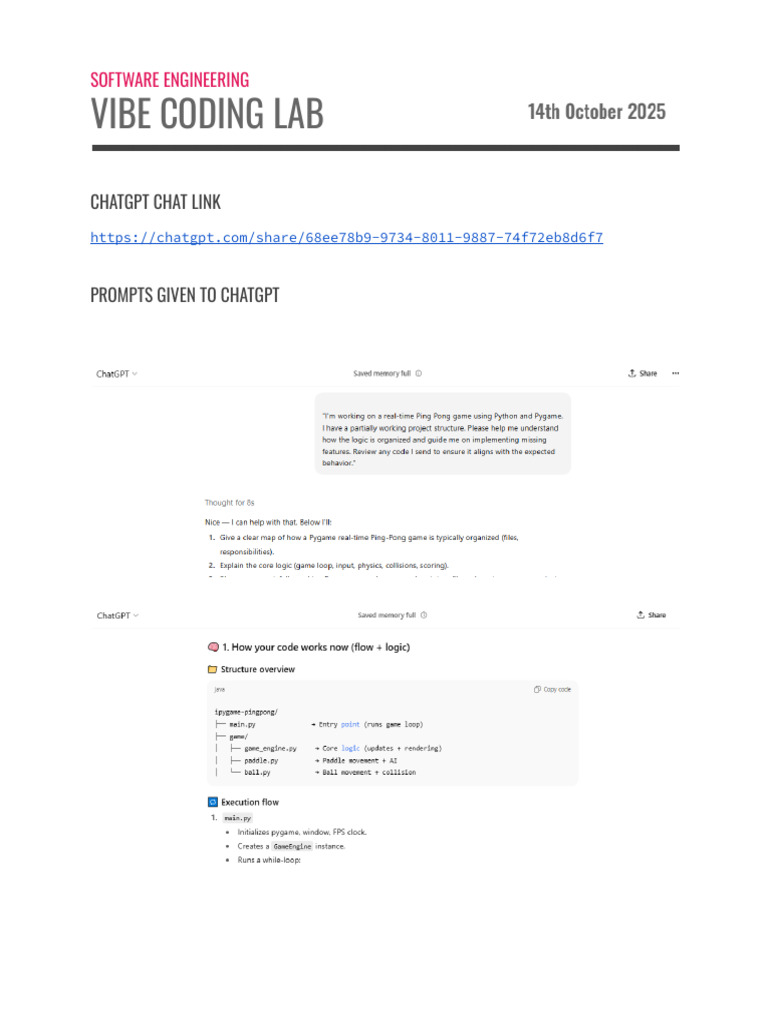 ChatGPT Coding Prompts & Outputs | PDF