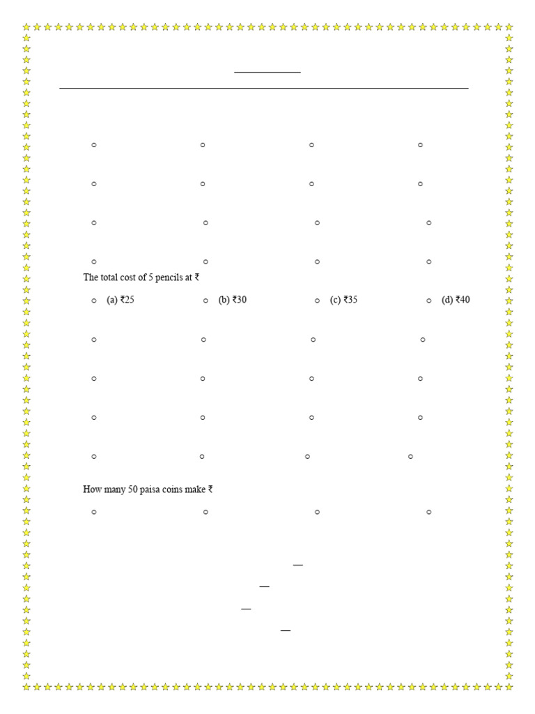 Class 4 Math Test Paper with Solutions | PDF | Rupee | Length