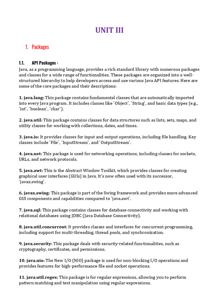 Java Packages and Their Usage Guide | PDF | Thread (Computing ...
