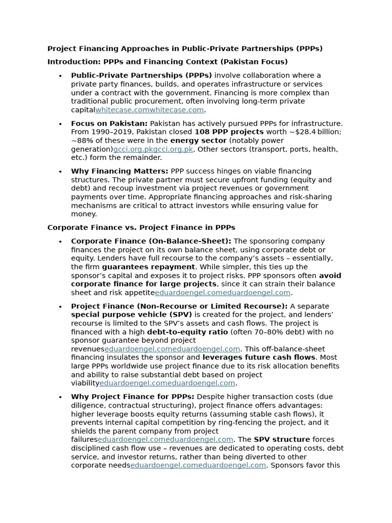 Project Financing Approaches in Public | PDF | Public–Private ...