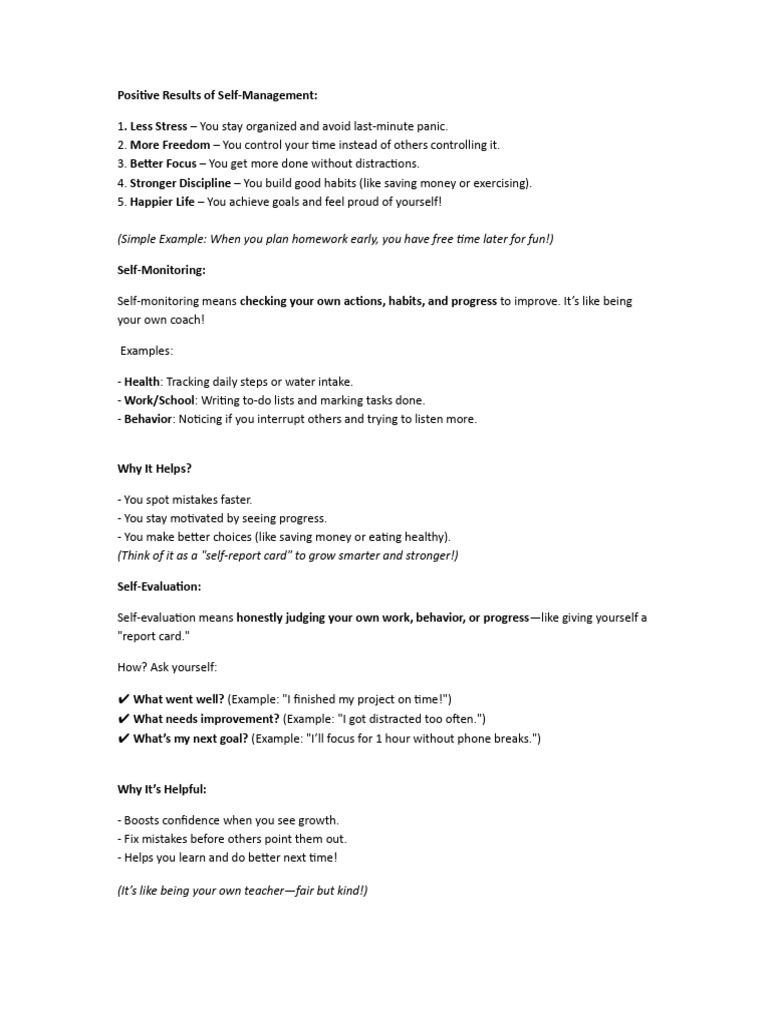 Self Management 3 | PDF