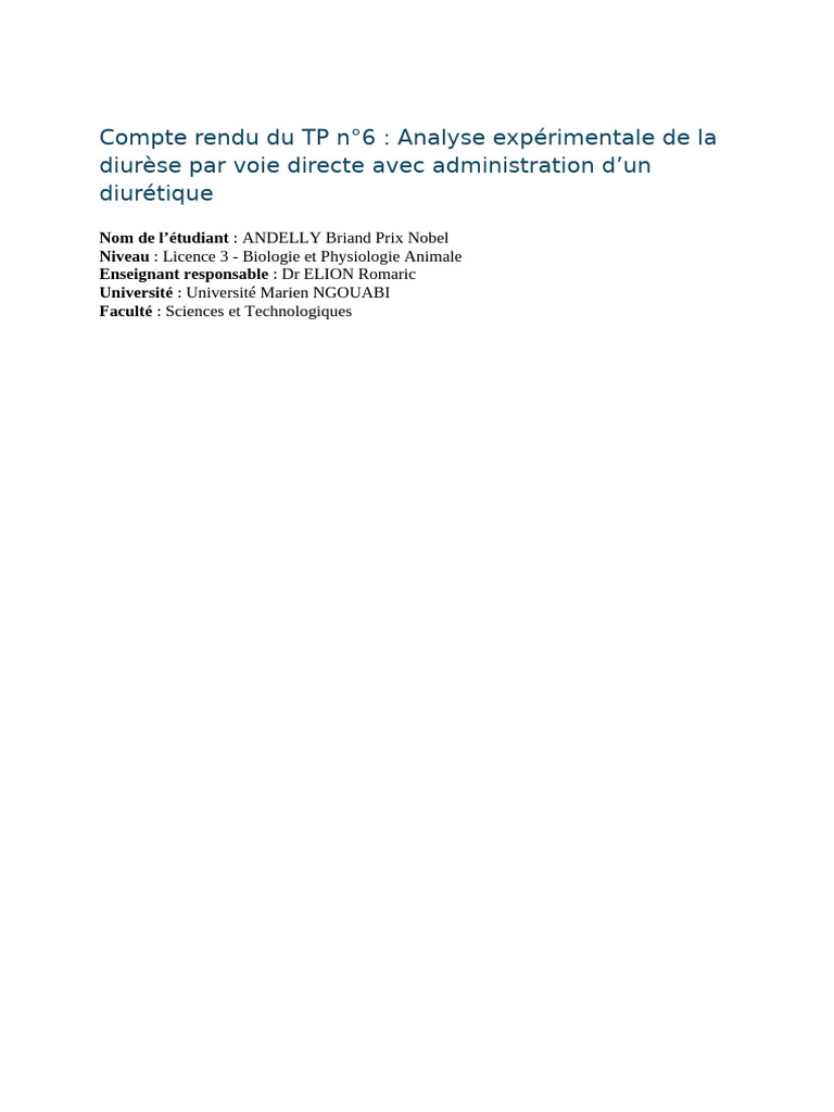 Effets du furosémide sur la diurèse | PDF | Urine | Eau