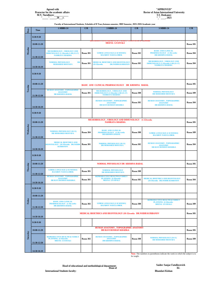 Final Second Year Schedule For November | PDF | Anatomy | Morphology ...