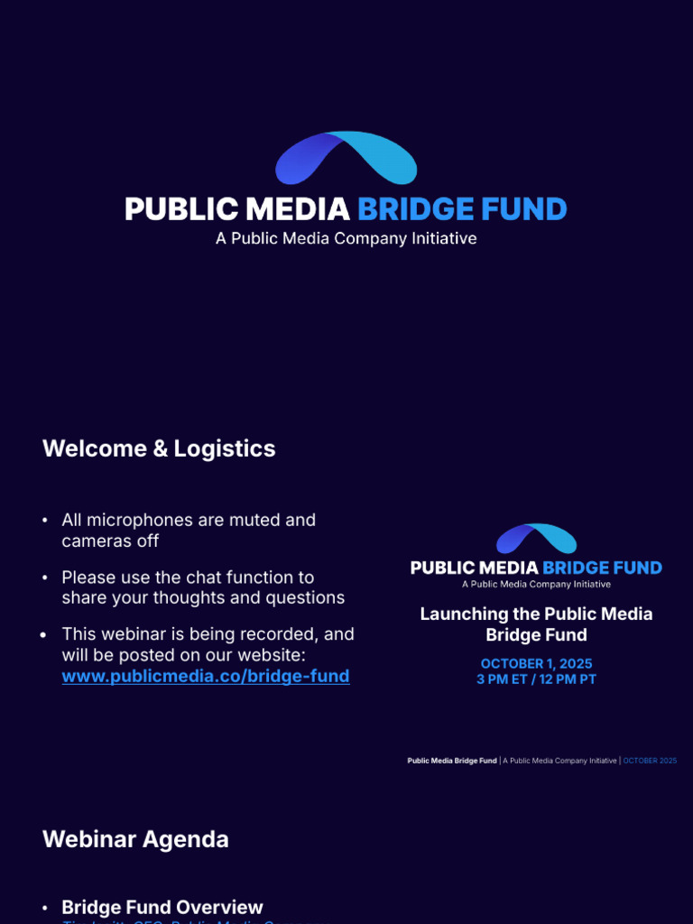 Public Media Bridge Fund Webinar Details | PDF | Economies