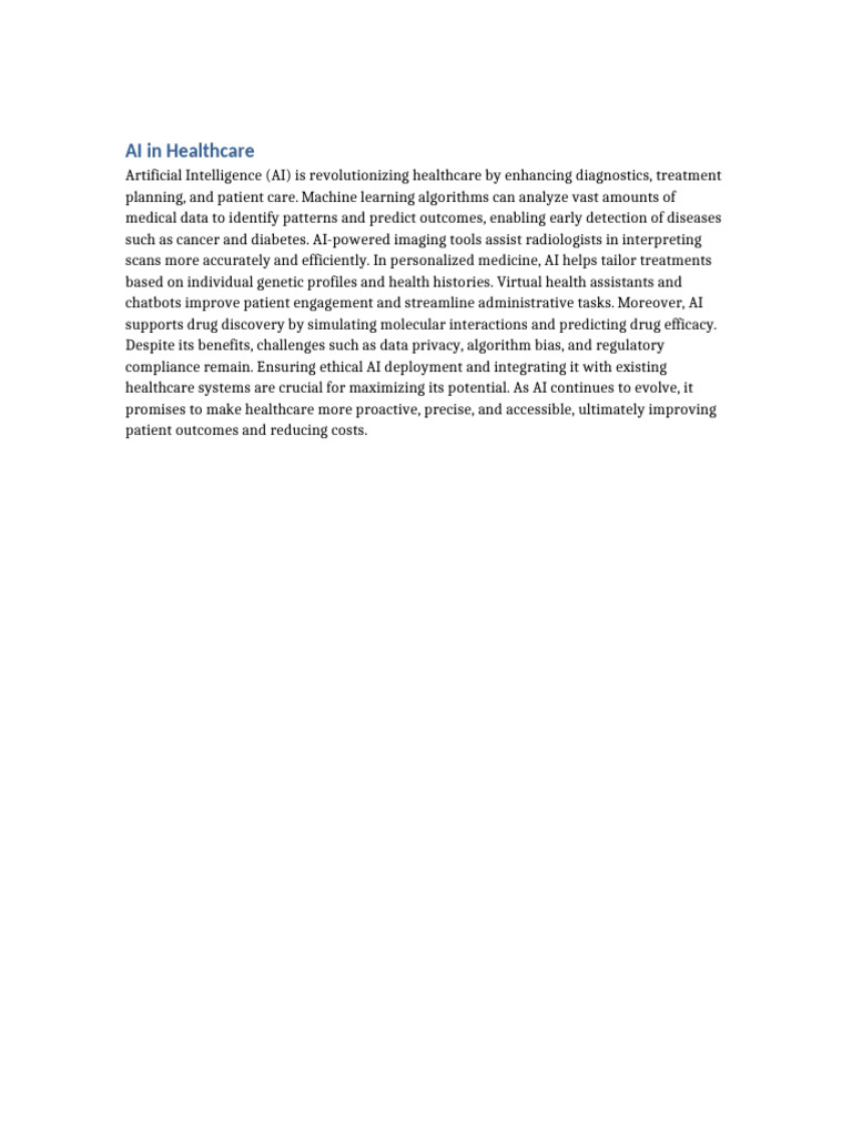 AI in Healthcare | PDF