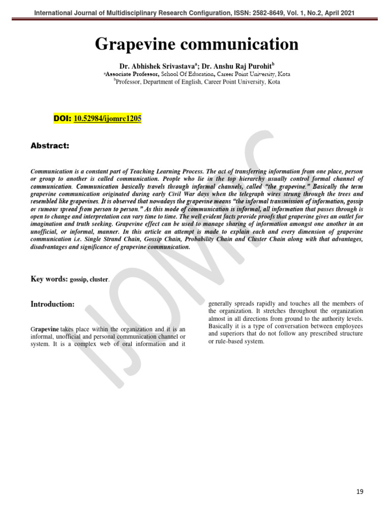Understanding Grapevine Communication | PDF | Communication | Information