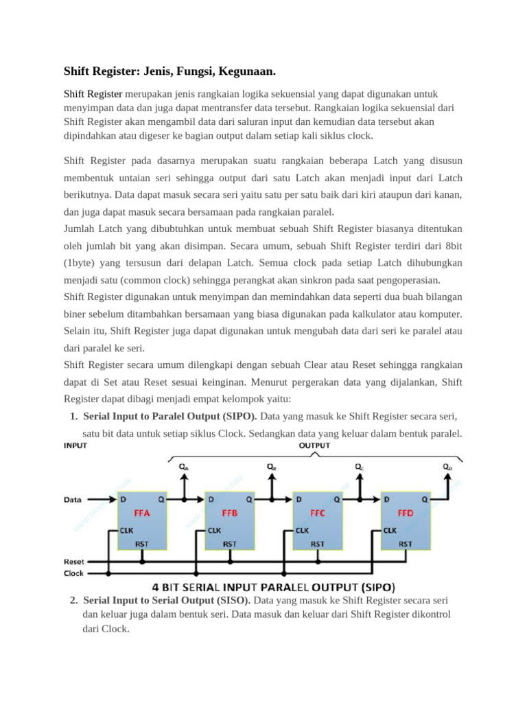 Jenis dan Fungsi Shift Register | PDF