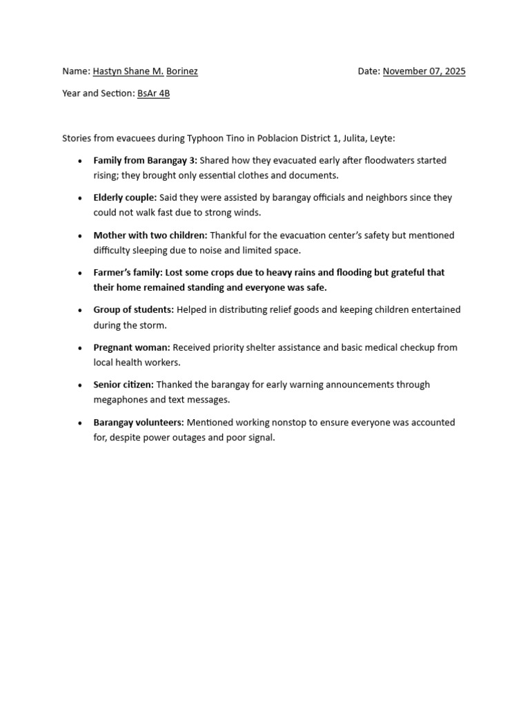Borinez - Ews Assessment of Evacuees | PDF