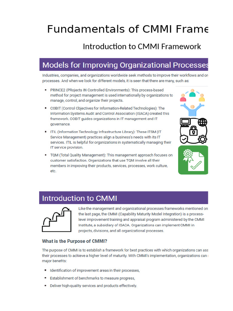 CMMI Framework Fundamentals Guide | PDF