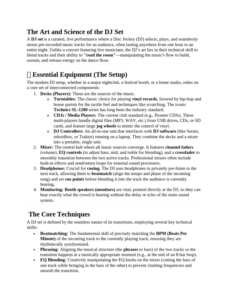 The Art and Science of The DJ Set | PDF | Disc Jockey | Sound Recording