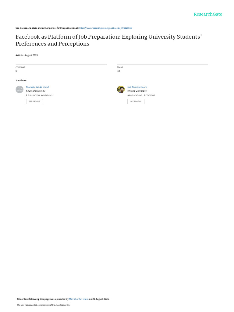 Facebook for Job Preparation Insights | PDF