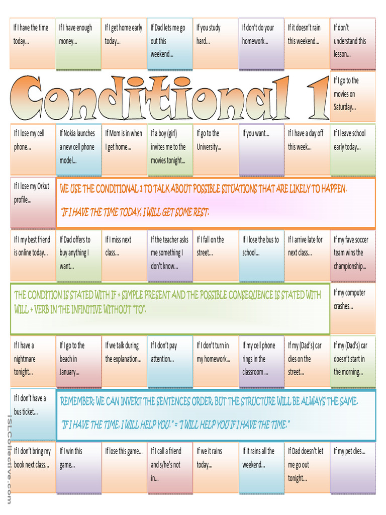 Conditional 1 Boardgame | PDF | Language Mechanics | Linguistic Morphology