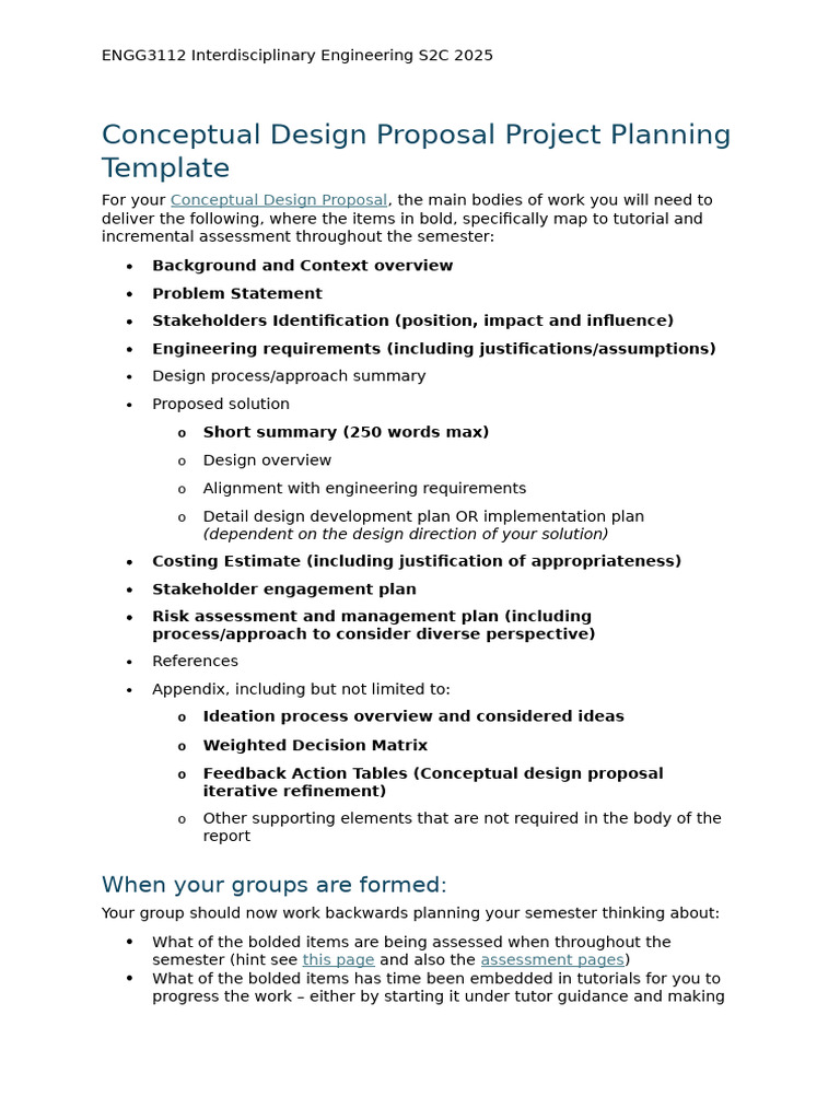 ENGG3112 Conceptual Design Proposal Guide | PDF