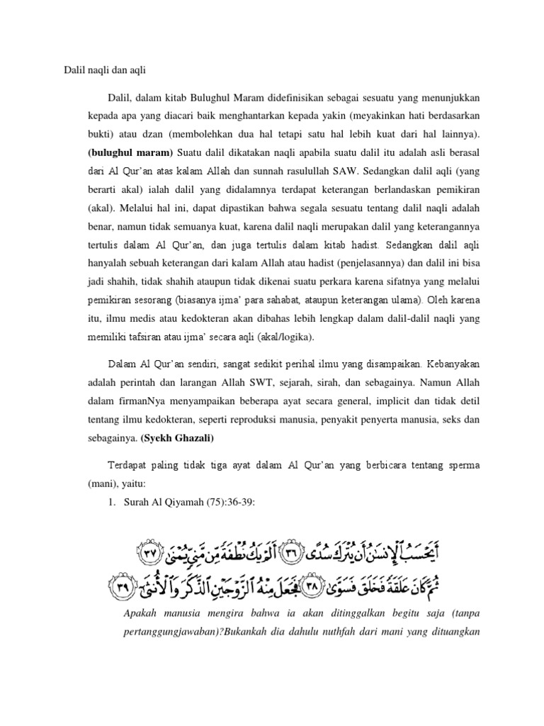 Dalil Naqli Dan Aqli Pdf