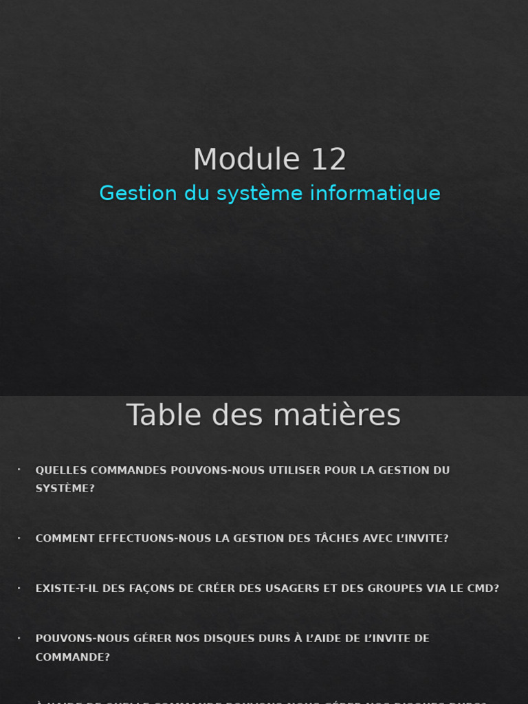 Module 12 - Gestion Du Systeme Informatique (1) | PDF | Adresse IP ...