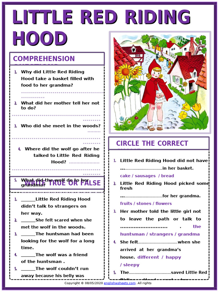 Little Red Riding Hood Comprehension | PDF | Little Red Riding Hood ...