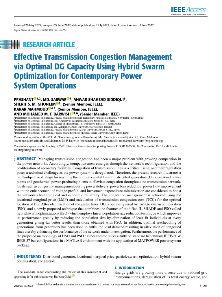 Optimal DG Capacity for Congestion Management | PDF | Electric Power ...