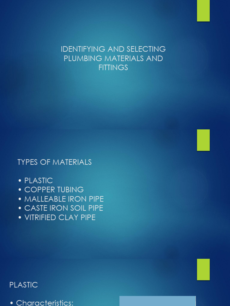 Plumbing Materials and Fittings Guide | PDF | Pipe (Fluid Conveyance ...