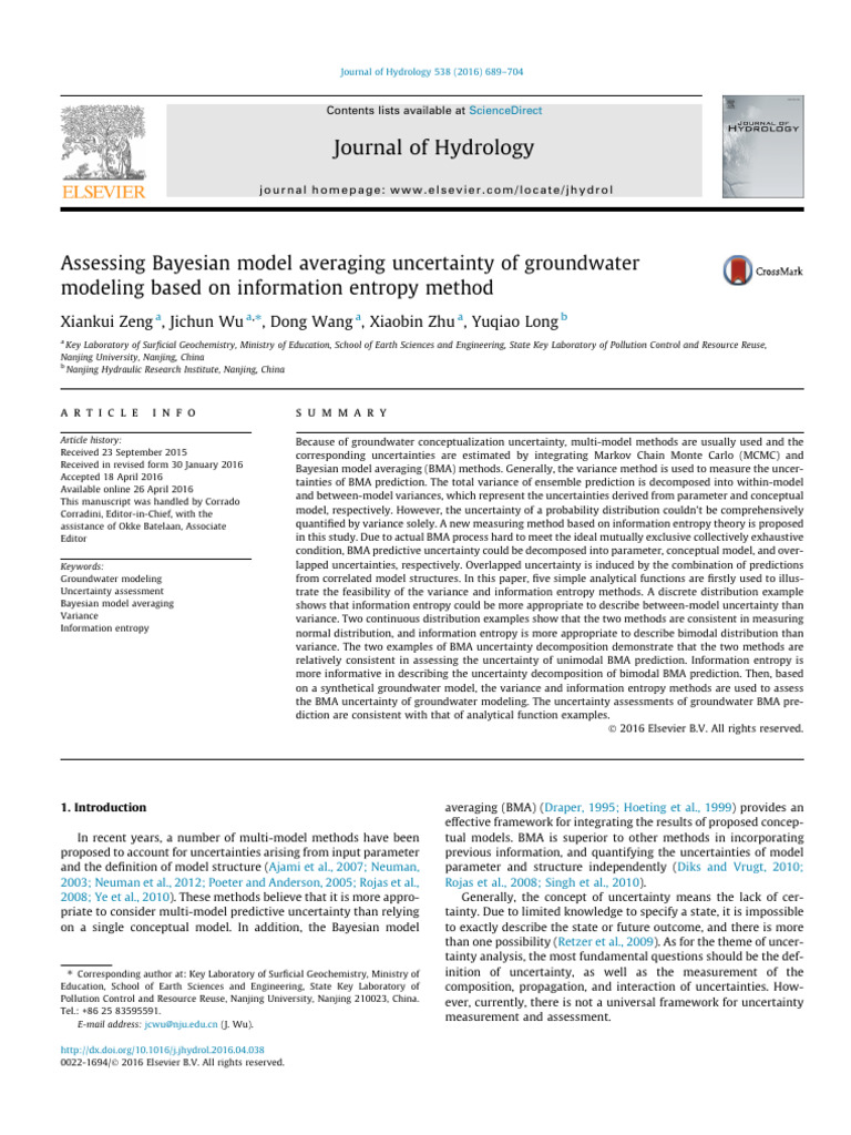 Assessing Bayesian Model Averaging Uncertainty of Groundwater Modeling ...
