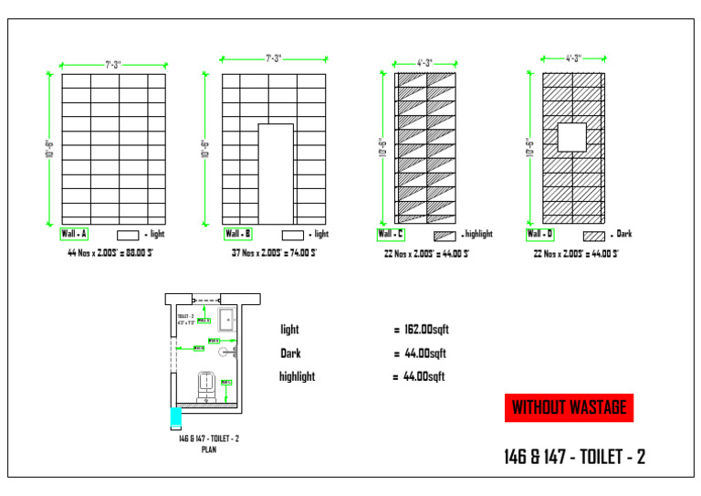 Toilet Layout Plan and Wall Details | PDF
