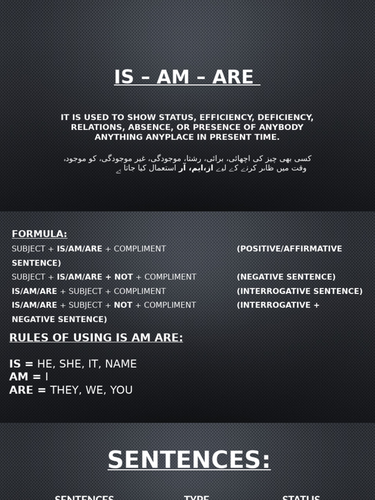 Understanding IS, AM, ARE Usage | PDF