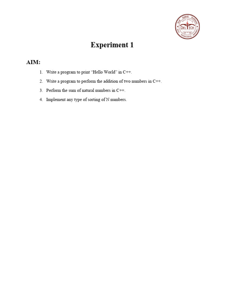 C++ Programming Basics: Hello World & More | PDF