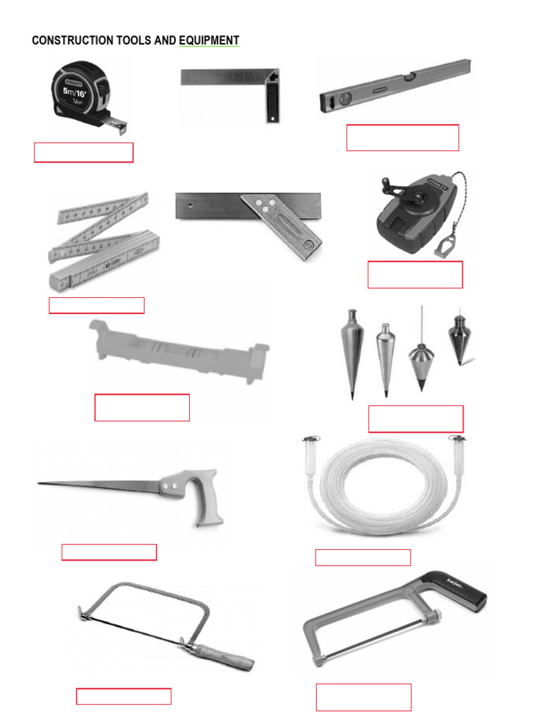 Essential Construction Tools List | PDF | Drill | Crane (Machine)