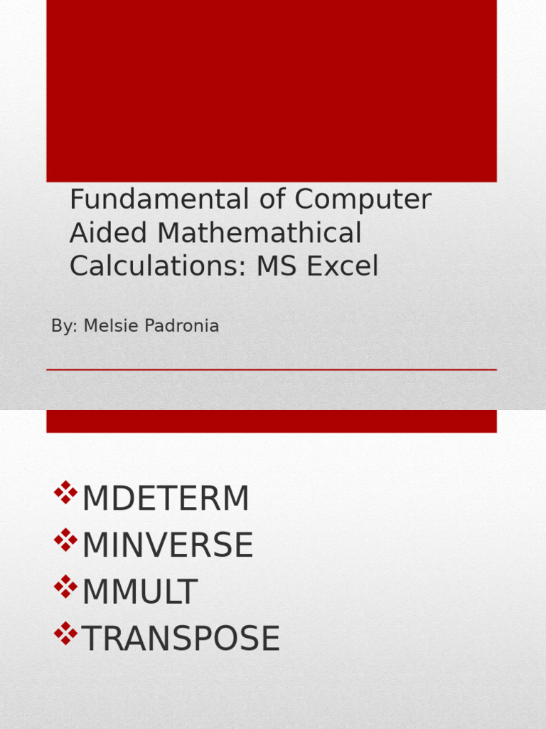 Excel Matrix Functions Explained | PDF