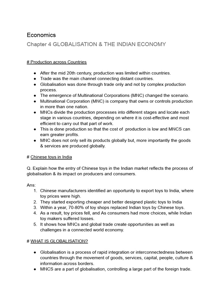 Globalisation and Its Impact on India | PDF | Globalization ...