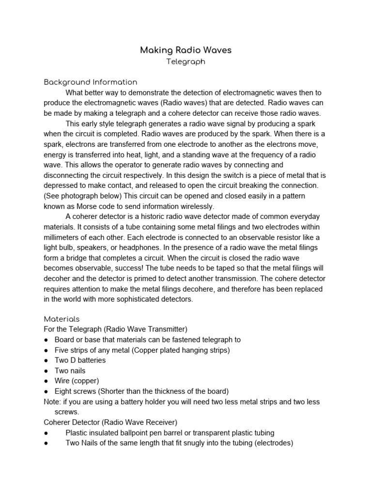 Making Radio Waves Directions | PDF | Radio | Detector (Radio)