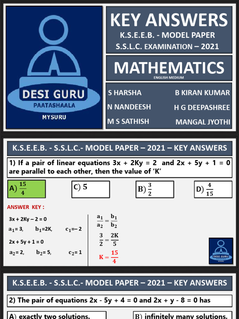 Key Answer - Eng | PDF | Circle | Area