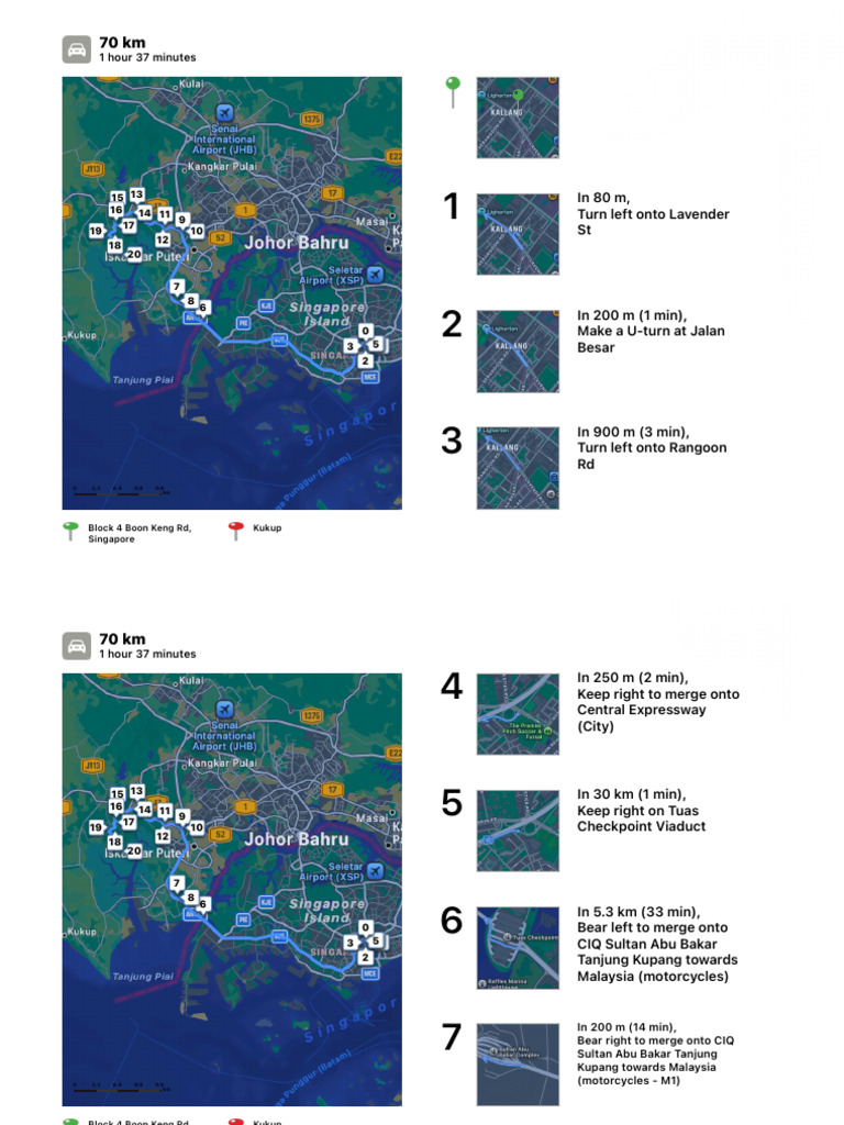 Directions from Singapore to Kukup | PDF
