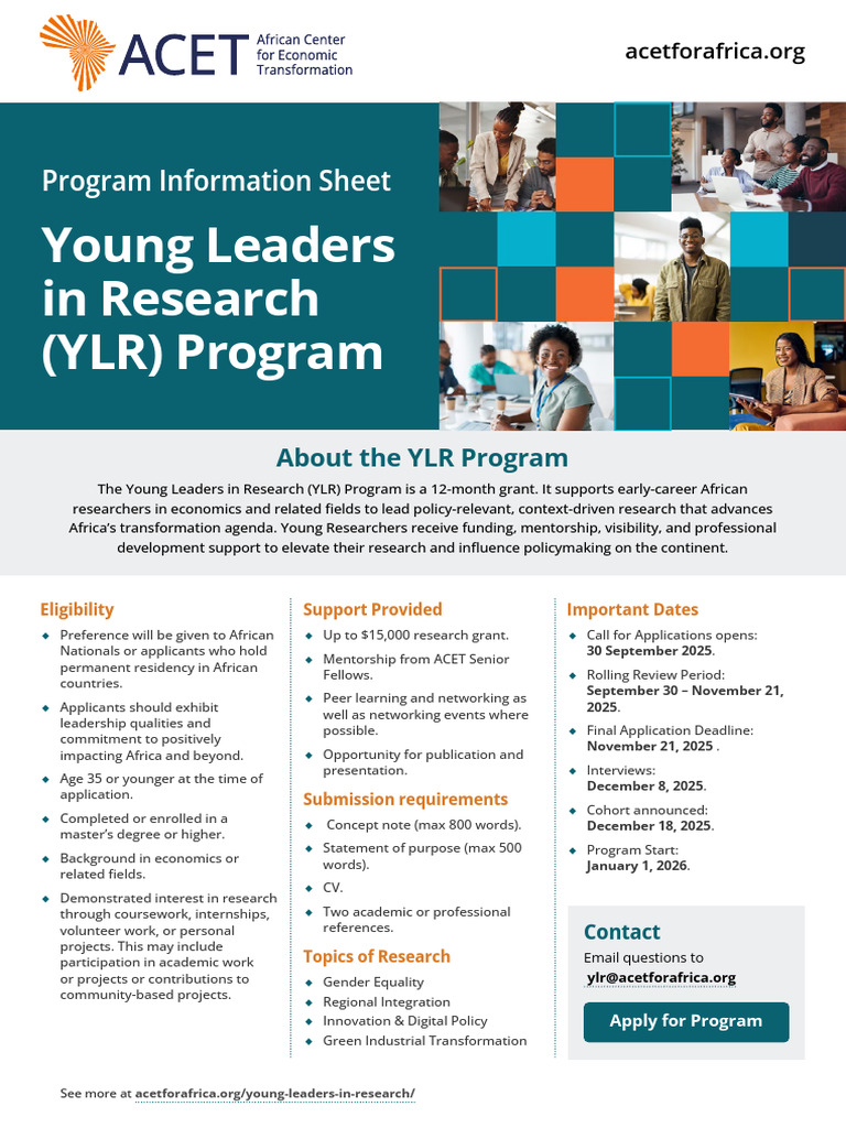 Young Leaders in Research YLR Program Information Sheet | PDF