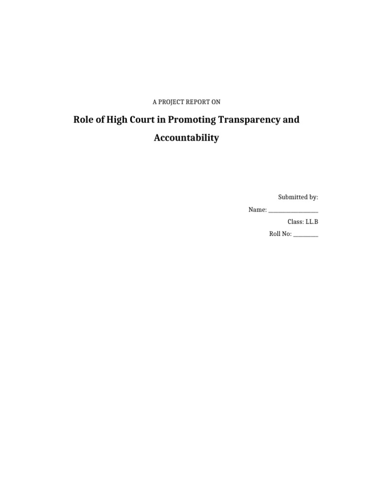 LLB Project Role of High Court | PDF | Governance | Constitutional Law