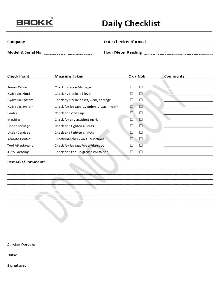 Daily Checklist | PDF