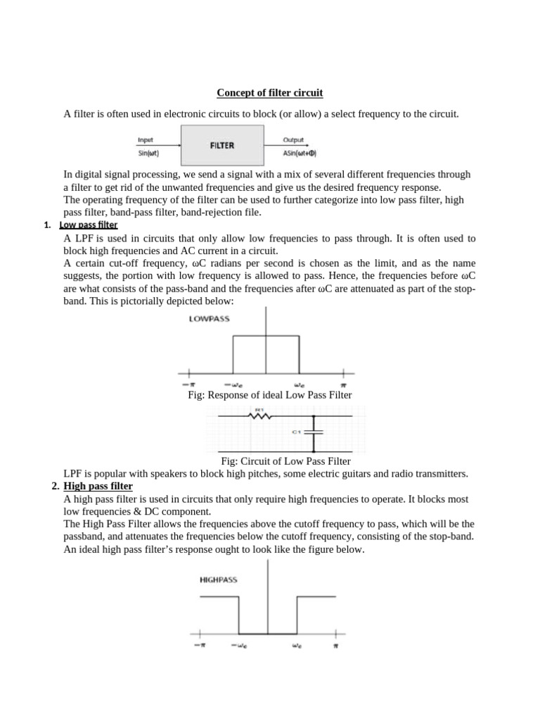 Classification of Filter Types | PDF | Filter (Signal Processing) | Low ...