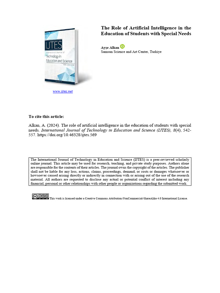 AI in Education for Special Needs Students | PDF | Intelligence (AI ...