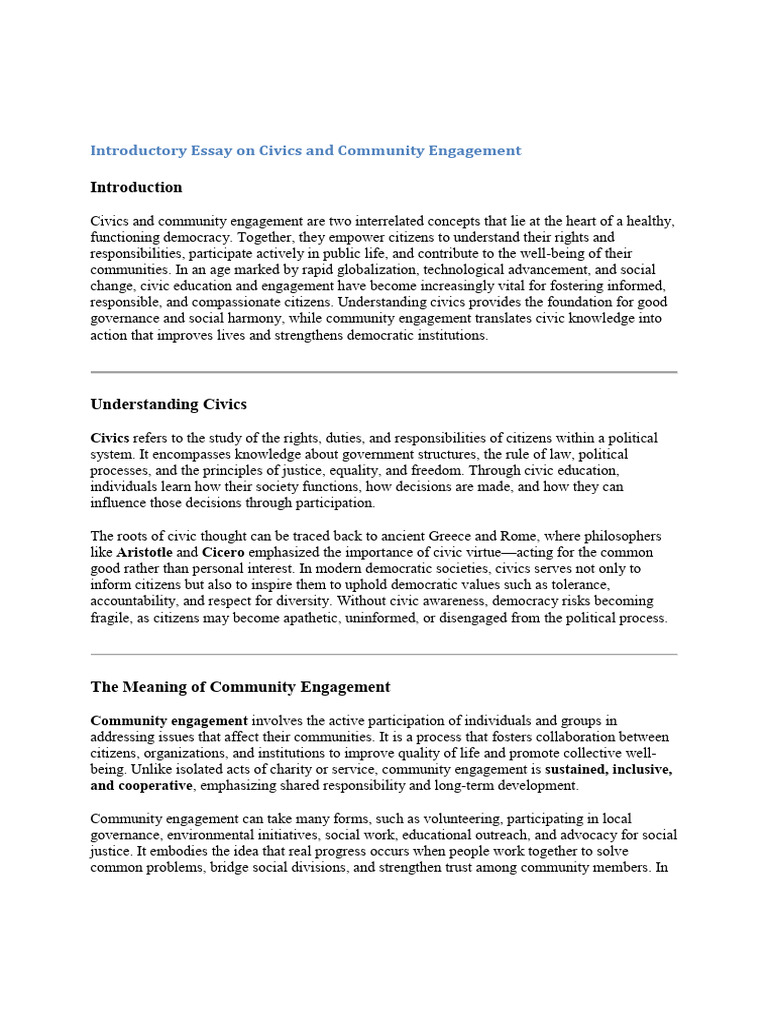 Civic and Community Engagement | PDF | Civic Engagement | Civics