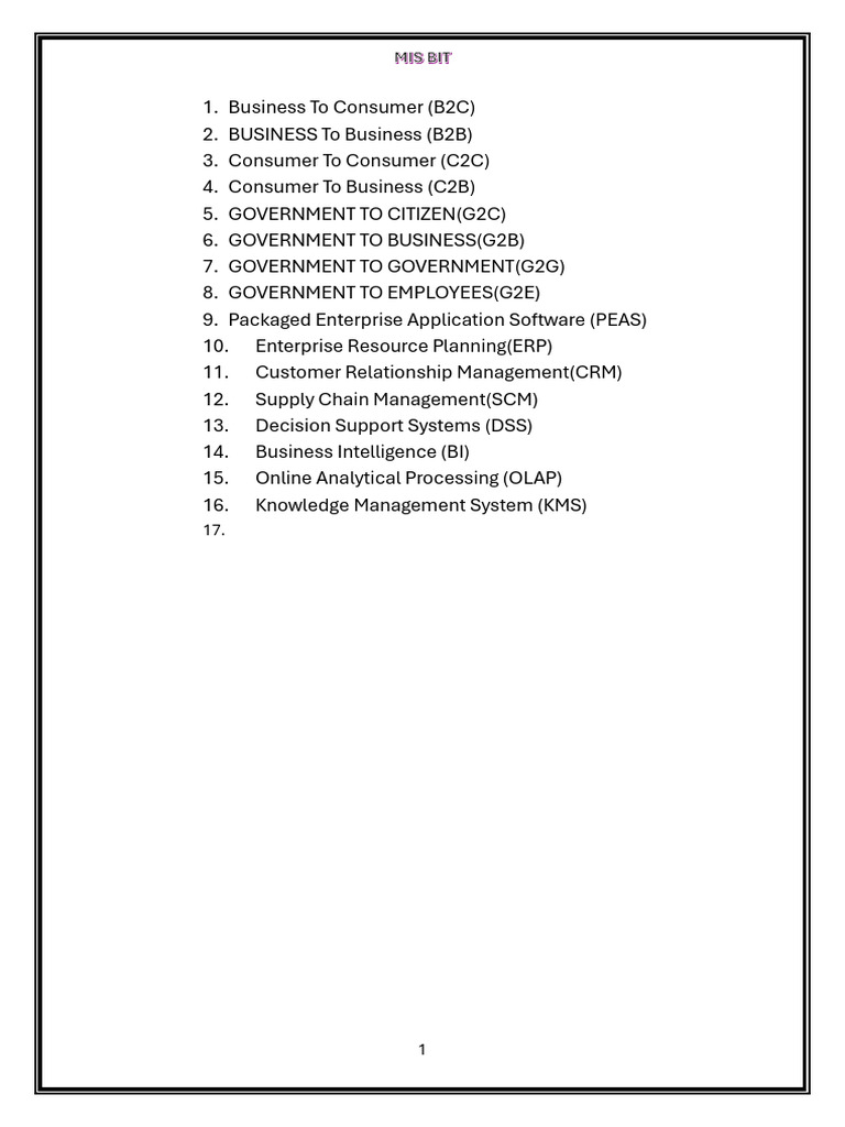 Mis Full Forms | PDF