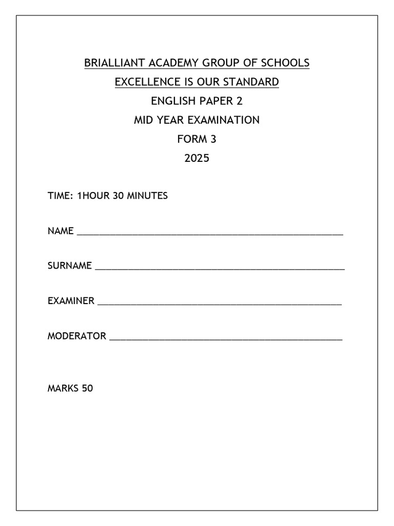 FORM 3 PAPER 2 | PDF | Adolescence | Learning