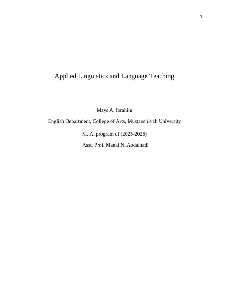 Applied Linguistics &LANGUAGE TEACHING | PDF | Second Language ...
