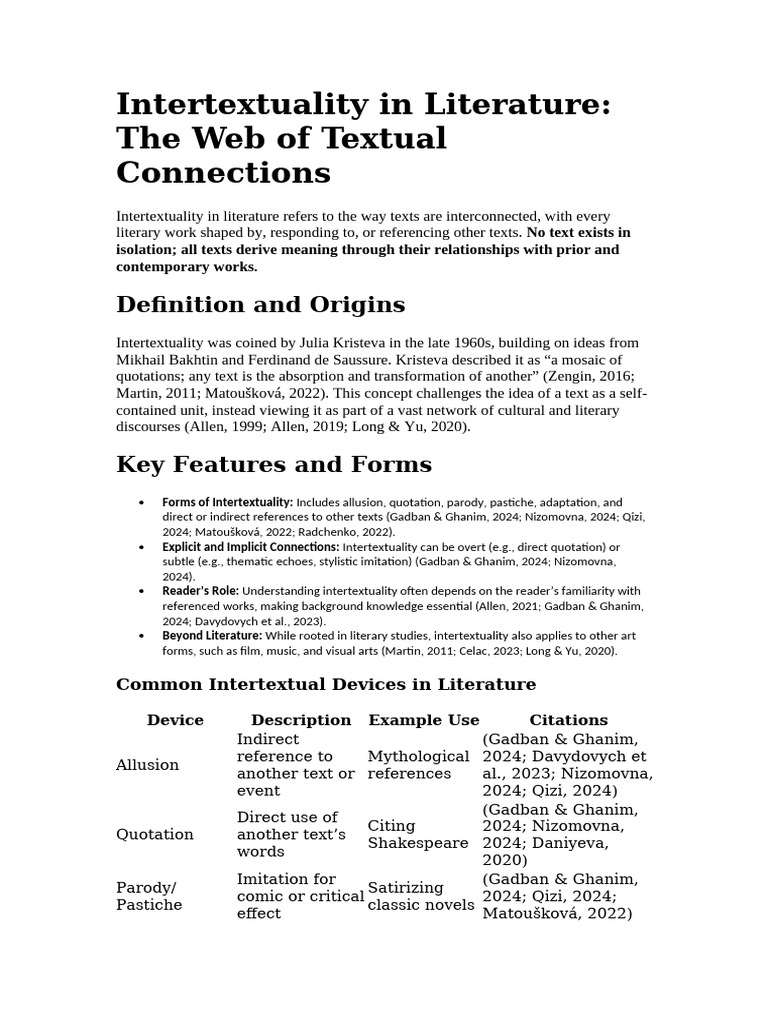 Understanding Intertextuality in Literature | PDF | Intertextuality ...