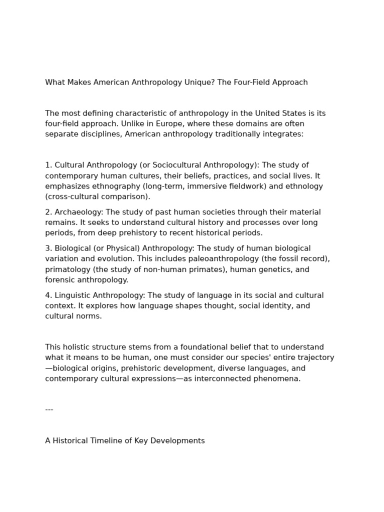 Understanding the Four-Field Approach | PDF | Anthropology | Cultural ...