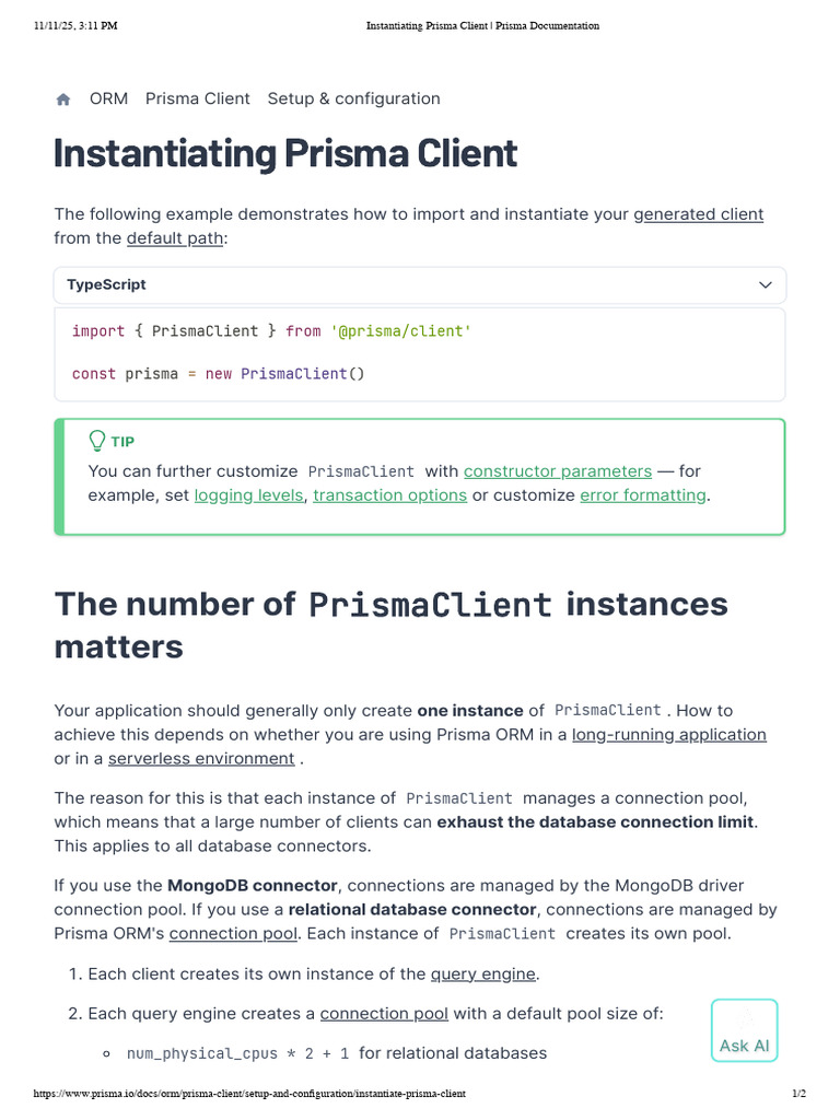 Installing Prisma Client Guide | PDF | Databases | Mongo Db