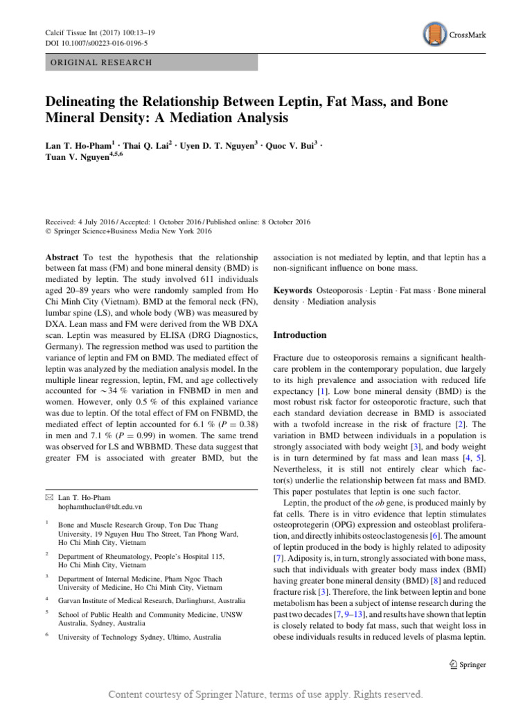 Delineating The Relationship Between Leptin Fat Ma | PDF | Adipose ...